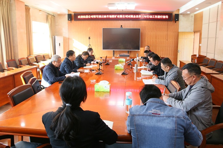 云煤（云顶国际）集团总经理助理、鼎新办主任陈家昆一行到云南羊场煤矿有限公司发展国企鼎新三年行动督导调研