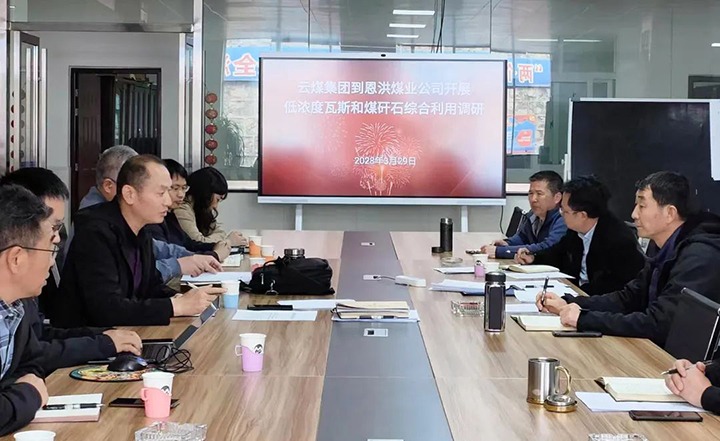 云煤（云顶国际）集团到恩洪煤业公司发展低浓度瓦斯和煤矸石综合利用调研